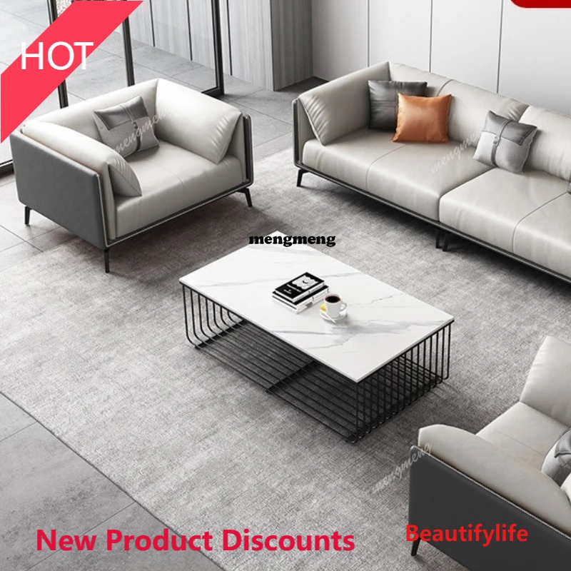 Office Furniture Luxury - 03A 소가죽 비즈니스 사무실 소파 리셉션