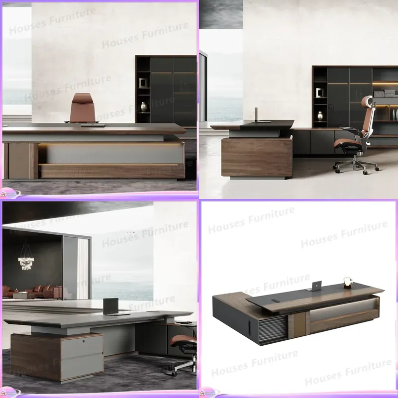 Office Furniture Luxury - 고급형 원목 사무용 책상 갈색 CEO