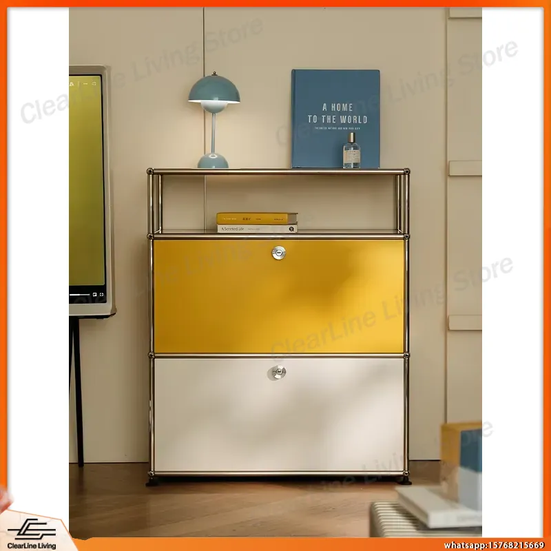 Office Furniture And Equipment - 스테인리스 스틸 수납장 금속 사이드보드 침실용