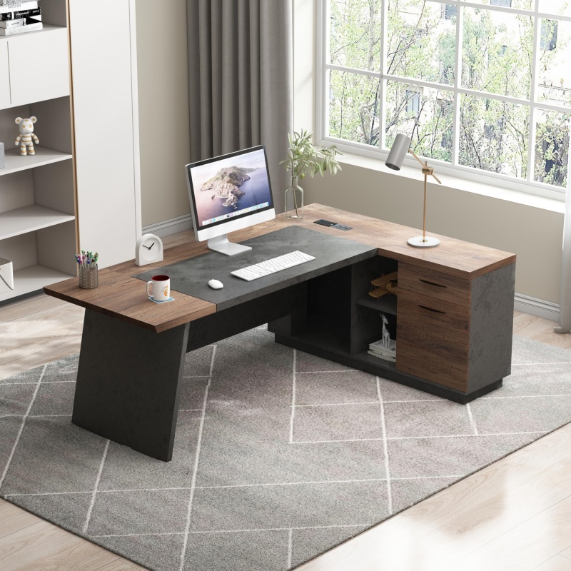 미국 창고형 모던 컴퓨터 책상 세트(서랍, 수납 선반  - Office Furniture In Usa 리뷰 및 가격